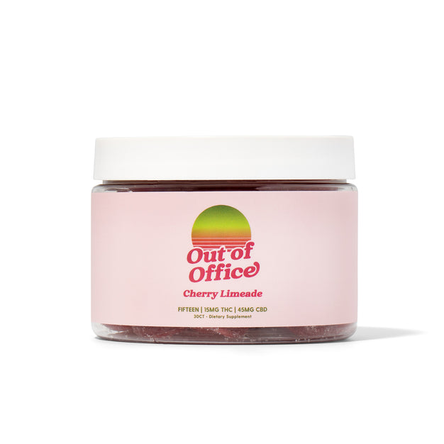 Out of Office THC Gummies bottle with 15mg THC dose