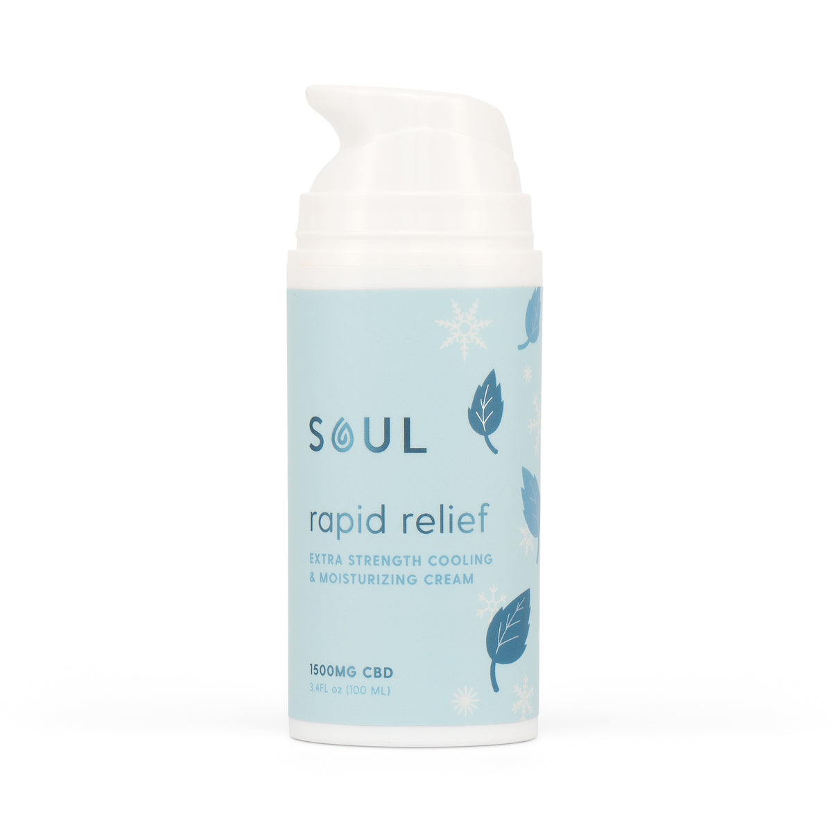 Soul Rapid Relief cooling cream pump bottle, front view