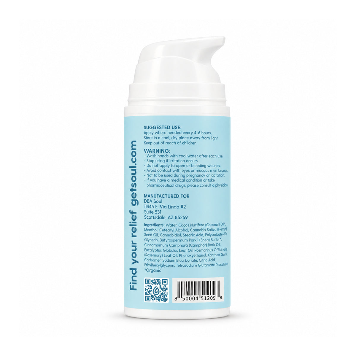 Back of the Rapid Relief bottle with directions and ingredients